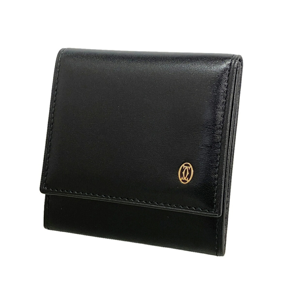 Cartier Pasha Leather Wallet/Coin Case, Black, for Men and Women